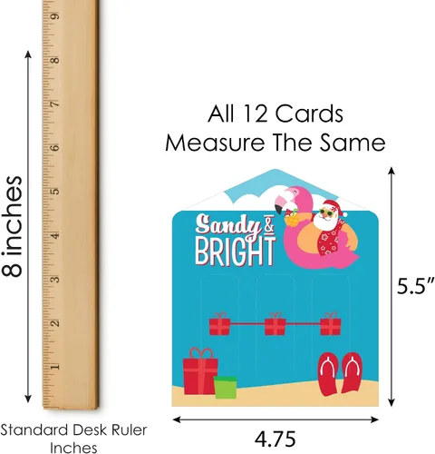 Miniatura 6 de Big Dot of Happiness Tropical Christmas - Juego de 12 tarjetas de encurtidos para fiesta de vacaciones de Santa en la playa, pestañas de tracción 3
