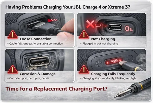 Miniatura 2 de Puerto de carga USB tipo C de repuesto para altavoces Bluetooth JBL Charge 4 y Xtreme 3, paquete de 2 conectores de enchufe de alimentación