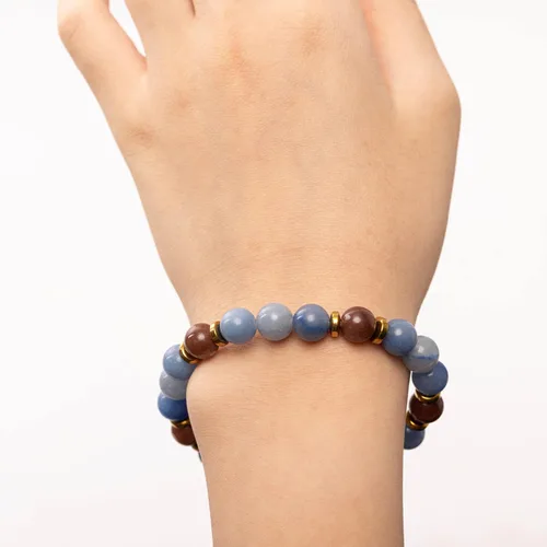 Pulseras de cristal con cuentas de Charka para mujer, hechas a mano con aventurina verde de 0.315 pulgadas (0.315 in), pulseras de piedra de cristal