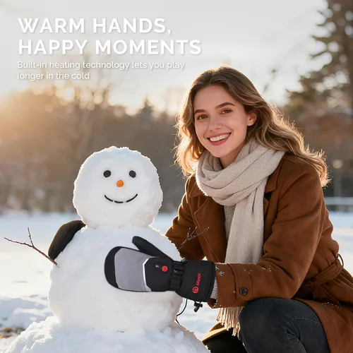 Miniatura 6 de SAVIOR HEAT Manoplas Calefactables con Batería, Guantes de Esquí con Batería, Manoplas Eléctricas Recargables Mejoradas para Esquí, Camping