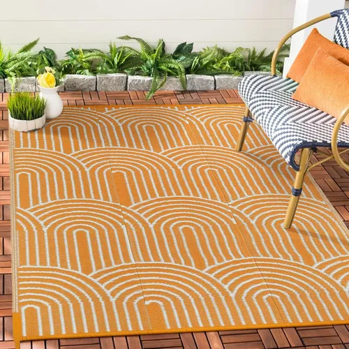 Miniatura 11 de Anidaroel Alfombras de exterior de 6 x 9 pies para patios, impermeables, reversibles, de plástico tropical, alfombra de campamento, alfombra grande