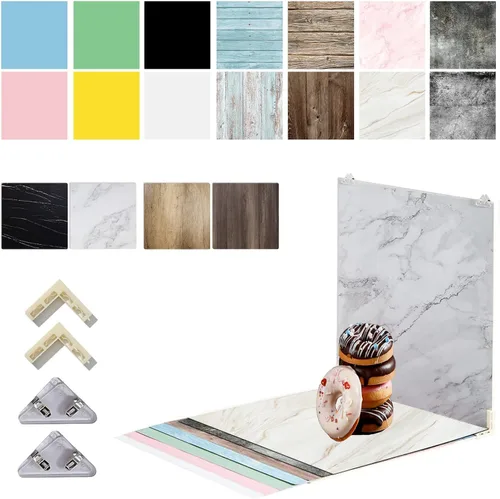 Miniatura 9 de Tablero grande de fondo de fotos de 24 x 24 pulgadas: 3 piezas de 6 patrones de fondos de fotografía de productos para joyería de alimentos, kit