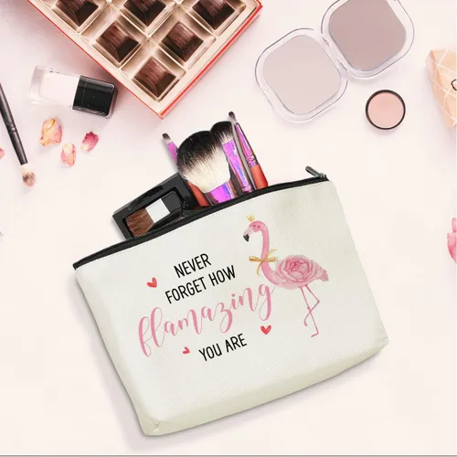 Miniatura 4 de jeilink Divertida bolsa de maquillaje de flamenco rosa, regalos de flamenco, decoración de flamencos, suministros de fiesta, regalos inspiradores