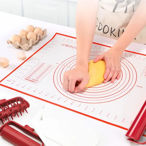 Miniatura 3 de Juego de 5 herramientas para pizza, incluye rodillo de masa y acoplador y alfombrilla de masa de silicona y cortador de masa, cortador de masa que