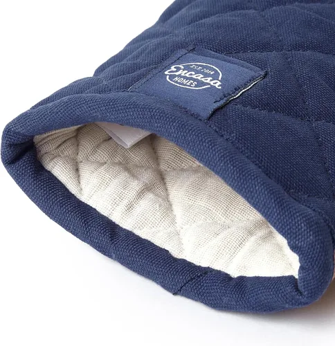 Miniatura 3 de Encasa XO Guantes de horno resistentes al calor de algodón (juego de 2 piezas) - Acolchados y seguros 30x17 cm - para cocina, cocinado y horneado