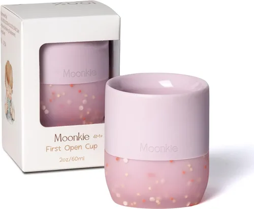Miniatura 18 de Moonkie Tazas de silicona para bebés de 4 meses en adelante Pequeñas tazas de entrenamiento abiertas para bebés con confeti espolvoreado