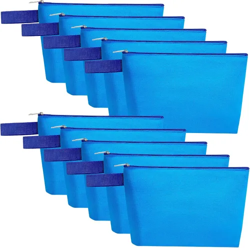 Miniatura 9 de 10 bolsas de maquillaje de lona de algodón con parte inferior y correa, bolsa de cosméticos multiusos con cremallera, bolsa de aseo de viaje, bolsa