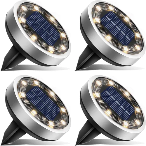 Miniatura 19 de btfarm 16 Pack Solar Lights Outdoor, 8 LED Solar Ground Lights IP65 Waterproof Flat Solar Disc Light, Pathway Lights for Garden Patio Yard Christmas
