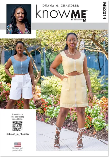 Know Me Duana M. Chandler - Vestido de señorita, tops cortos y bermudas con patrón de costura, código de diseño ME2014, tallas 8-10-12-14-16