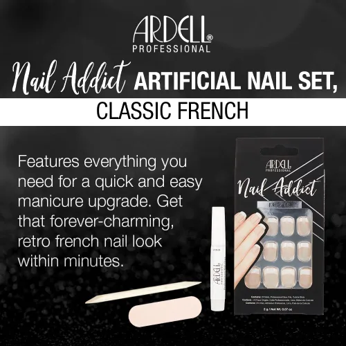 Miniatura 2 de Ardell Nail Addict - Juego de uñas artificiales, francés clásico