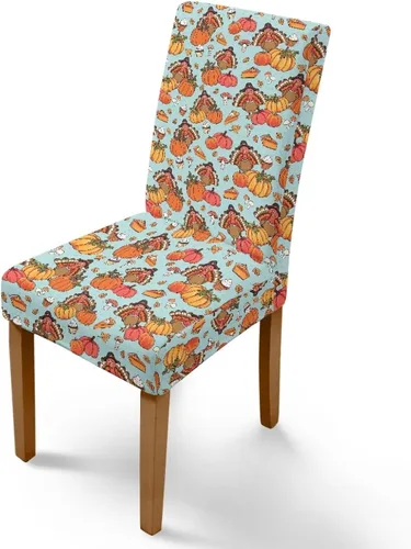 Miniatura 12 de Rnyleeg Thanksgiving Chair Covers for Living Room No Arms Turkey Pumpkin Stretch Dining Chair Covers Set of 6 Soft Washable Kitchen Chair Protector