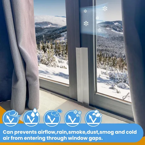 Miniatura 2 de Cinta adhesiva transparente para sellado de ventanas, color blanco, película de aislamiento de corrientes de aire para ventanas, cinta adhesiva