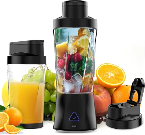 Portable Blender, 360W Personal Blender for Shakes and Smoothies for Kitchen, 24 Oz BPA Free Traveling Juicer Cup and Lid with 6 Blades, Self