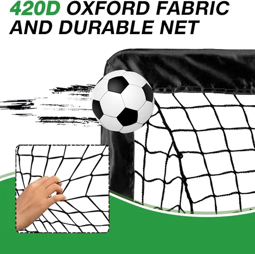 Miniatura 4 de Paquete de 2 redes de fútbol de 4 x 3 pies, porterías de fútbol para practicar niños para interiores y exteriores. Red de fútbol portátil con bolsa