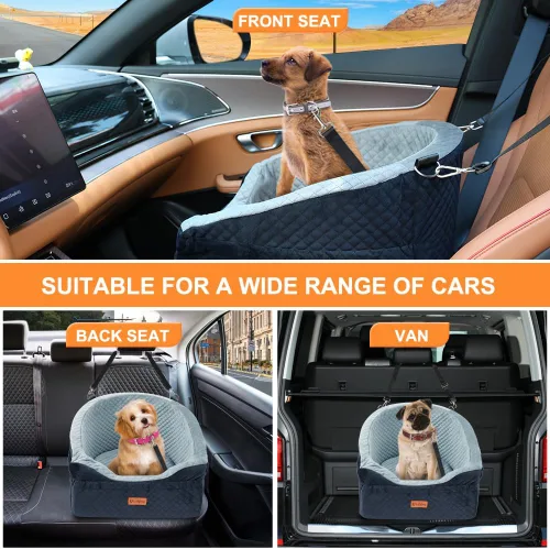 Miniatura 5 de Asiento de coche para perros Vivifying para perros pequeños y medianos, asiento elevador desmontable y lavable para mascotas de hasta 30 libras