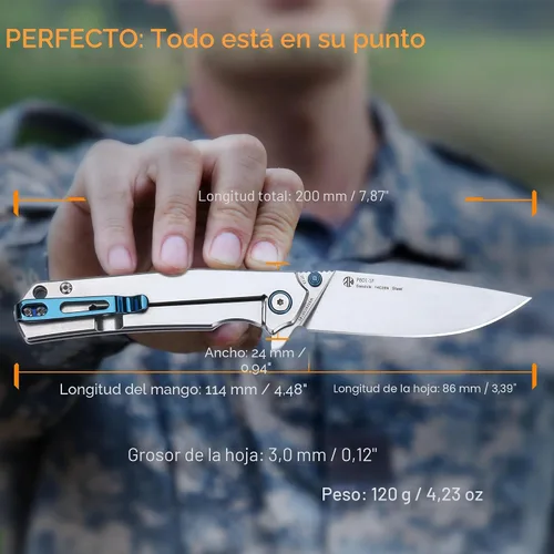 Miniatura 6 de Cuchillo táctico plegable de bolsillo Ruike para hombres, hoja de acero inoxidable 14C28N, bloqueo de marco, cuchillos pequeños de camping EDC
