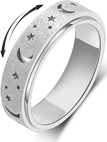 Anillo de alivio de la ansiedad, anillo giratorio para aliviar el estrés, de acero inoxidable, anillo giratorio para mujeres, hombres, unisex