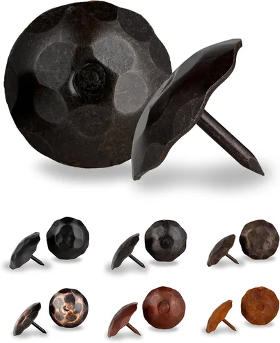 Miniatura 35 de Paquete de 25 clavos decorativos de 1,25 pulgadas de cabeza redonda grande – oxidados – sujetadores rústicos redondos hechos a mano para persiana