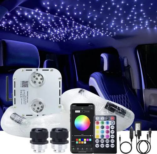 Miniatura 17 de AKEPO Kit de luces de fibra óptica con efecto de estrella de tiro de meteoritos RGBW de 32 W, control de aplicación Bluetooth, 1000 piezas de hebras
