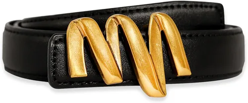 Miniatura 264 de Cinturón de cuero clásico con hebilla de metal para mujer con vestido de jeans