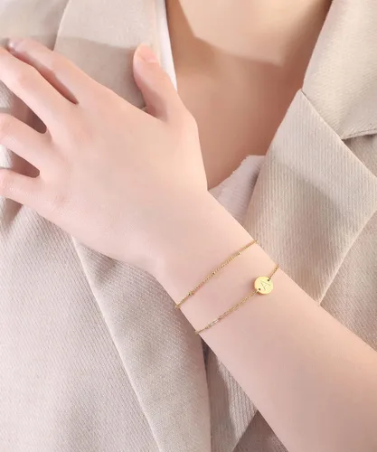 Miniatura 5 de Gold Initial Bracelets for Women Initial Gifts for Women Dainty Gold Filled Layered Beaded Bracelet Personalized Disc Trendy Monogram Charm Jewelry