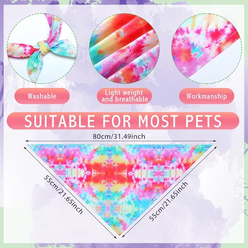 Miniatura 2 de Silkfly 50 bandanas de verano para perros, bufandas para mascotas, para salón de aseo, triangular, lavable, babero, pañuelo, para fiestas