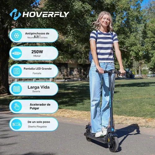 Miniatura 2 de HOVERFLY X1/X3/X5 Electric Scooter for Adults, Anti Flat 8.5"/10'' Solid Tire, Max 10/18/25 Miles Range and 15.5/20Mph Speed Power by 250W/500W
