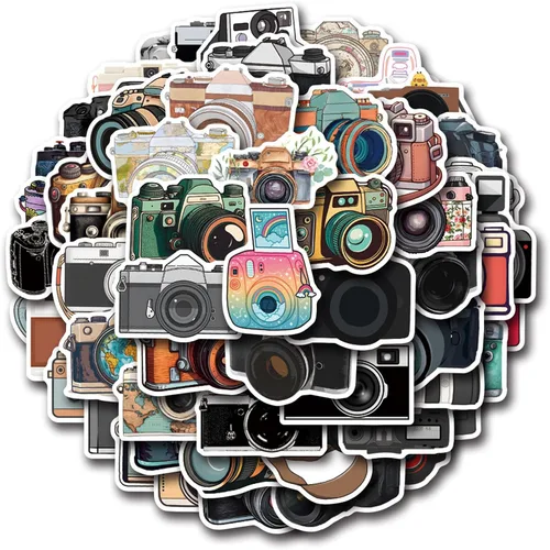 Miniatura 2 de Calcomanías para cámara, 55 unidades, fotógrafo, fotografía, cámara, impermeable, calcomanías de vinilo para botellas de agua, tazas, laptop