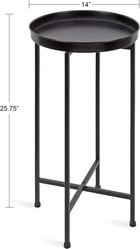 Miniatura 3 de Kate and Laurel Celia - Mesa decorativa redonda de metal plegable con bandeja superior, negro