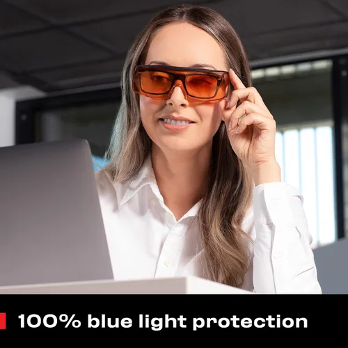 Miniatura 4 de NoCry Gafas de seguridad con bloqueo de luz azul con lentes anaranjadas antivaho resistentes a los arañazos; ANSI Z87.1 y gafas de seguridad