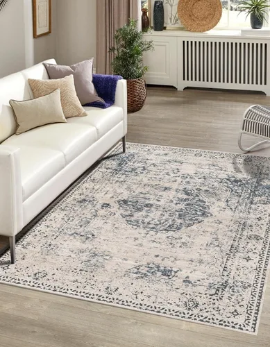 Miniatura 10 de Unique Loom Chateau Collection - Alfombra de área - Hoover (2' 2" x 3' 1" rectangular, azul oscuro/beige)