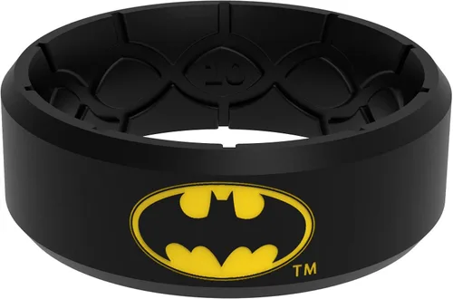 Groove Life DC Comics Icon Edge Anillos de silicona Anillos de boda de goma transpirable para hombres, cobertura de por vida, diseño retro único,
