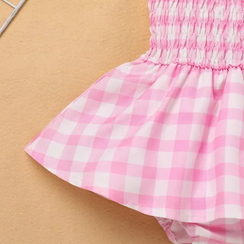 Miniatura 5 de Vestido de tutú sin mangas para niñas pequeñas, vestido de tela escocesa rosa, vestido de verano para niñas pequeñas, vestidos de fiesta de princesa