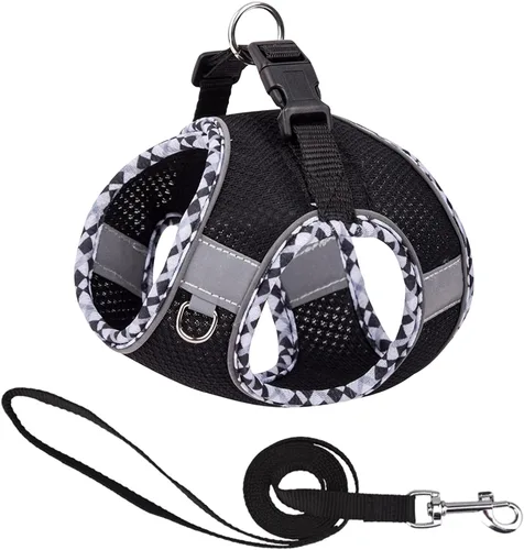 Miniatura 7 de Lindo arnés a cuadros para perros pequeños, de malla suave, arnés y correa para perros pequeños, arnés y correa para perros pequeños, chaleco