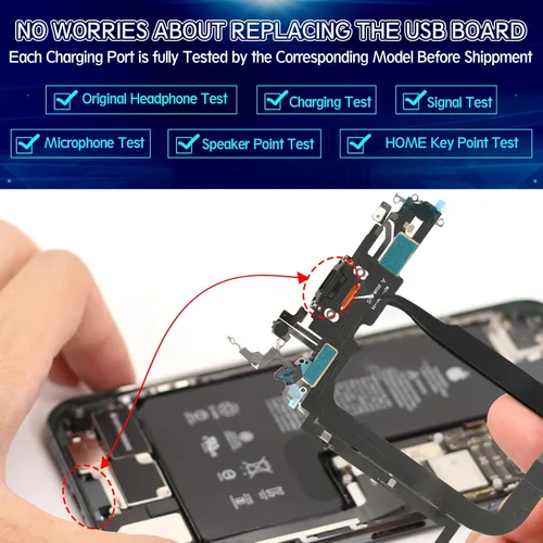 Miniatura 4 de Conector de muelle para iPhone 13 Pro Max Puerto de carga Flex Cable Reemplazo para iPhone 13 Pro Max Cargador USB Dock Board Conector