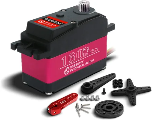 Miniatura 12 de 132.3 lbs Digital Servo 8.4V Engranaje De Acero Inoxidable De Alto Voltaje Gran Torque De Alta Velocidad Impermeable 1/5 Baja Servos - 180 Grados