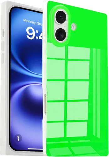 Miniatura 10 de Funda rectangular compatible con iPhone 15 Neon para mujer, diseño de lujo de fluorescencia brillante, flexible, suave, delgada, de gel de goma TPU