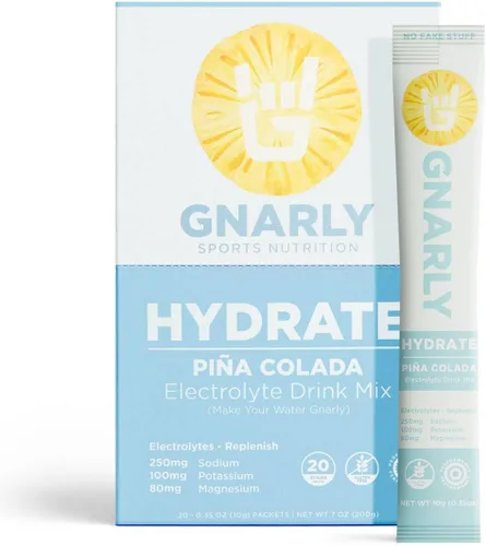 Miniatura 16 de Gnarly Nutrition Hydrate Electrolyte Powder – Mezcla de bebida hidratante para ejercicio de naranja piña – Certificado NSF Sport – Solución
