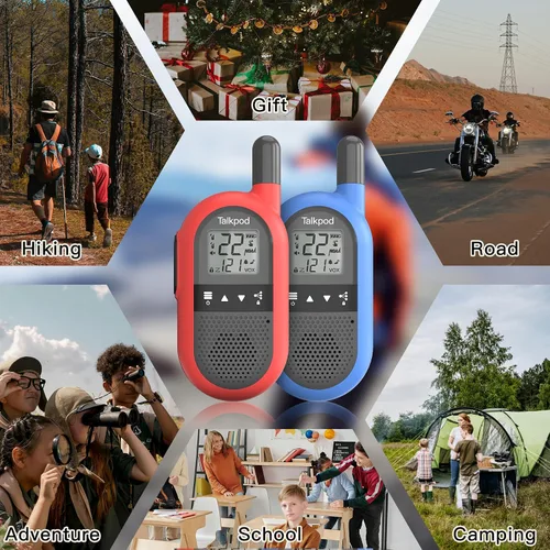 Miniatura 7 de Talkpod F40 Walkie Talkies 2 unidades para niños, adultos, radio FRS de mano de 2 vías con batería de iones de litio 22CH Walkie Talkie familiar