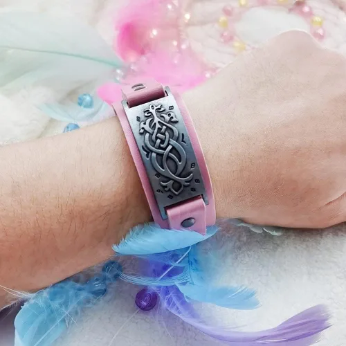 Miniatura 5 de TURTLEDOVE Dara - Pulsera de nudo celta - Pulsera vikinga con tótem vintage - Pulsera de cuero de metal ajustable