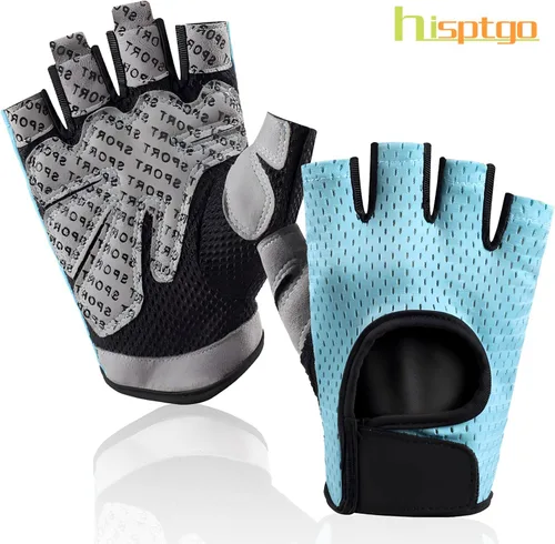 Miniatura 6 de Guantes de ciclismo para hombres y mujeres, sin dedos, transpirables, guantes de ciclismo antideslizantes que absorben los golpes, acolchados