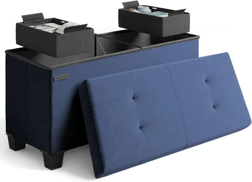 Miniatura 53 de Cubo otomano de almacenamiento con cubo pequeño, otomana cuadrada de 15 pulgadas con almacenamiento para sala de estar y dormitorio, reposapiés