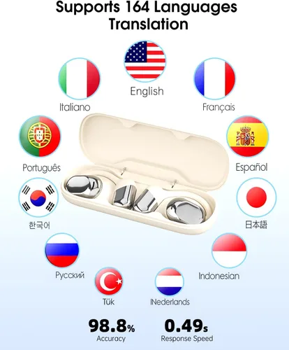 Miniatura 2 de Auriculares de traducción inalámbricos Bluetooth, intérprete en tiempo real, traductor de idiomas, auriculares con aplicación sin suscripción