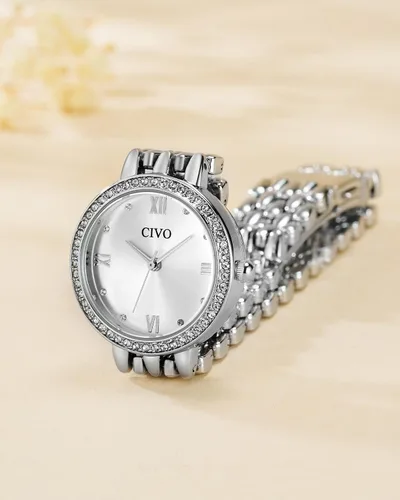 Miniatura 8 de CIVO Quartz Gold Watch for Women Elegant Stainless Steel Dress Wristwatch with Diamond Dial - Ladies Luxury Watch for Small Wrists - Gift for