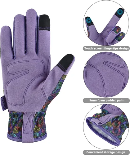 Miniatura 3 de Guantes de Jardinería OIZEN para Mujeres y Hombres, Guantes de Jardín con Pantalla Táctil, Guantes de Trabajo a Prueba de Espinas y Pinchazos