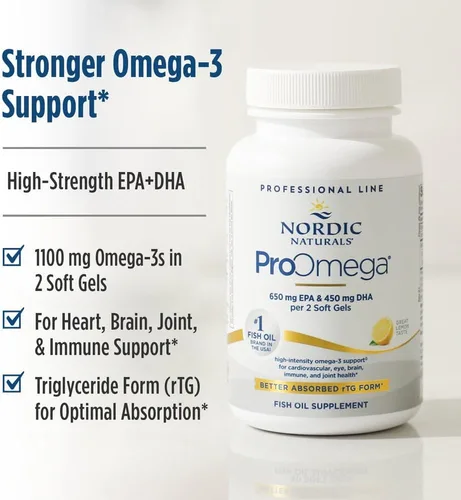 Miniatura 3 de Nordic Naturals ProOmega, sabor a limón, 210 geles suaves, 1000 mg de omega-3, aceite de pescado de alta potencia con EPA y DHA, promueve la salud