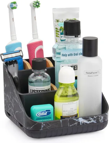 Miniatura 9 de Chintu Portacepillos de dientes para baño, organizador de encimera de baño, soporte eléctrico para cepillado de dientes, 6 ranuras para organización