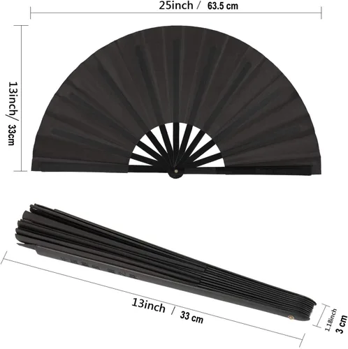 Miniatura 2 de Ventilador de mano plegable grande, ventilador de mano plegable para mujeres, abanicos de mano, ventilador de mano chino de Kung Fu Tai Chi