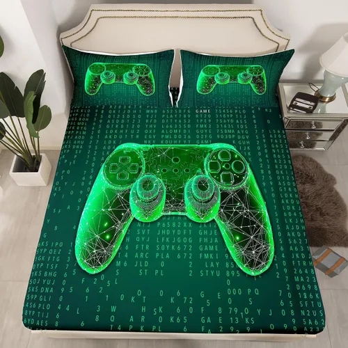 Miniatura 29 de Sábanas de cama con estampado de patas de perro para niños, sábana bajera ajustable de huesos coloridos para los amantes de los perros