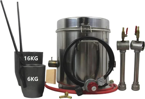 Horno de fusión de metal grande de 35.3 lbs (35 libras), quemador dual con crisoles de grafito (35.3 lbs/35 libras y 13.2 lbs/13 libras), kit de